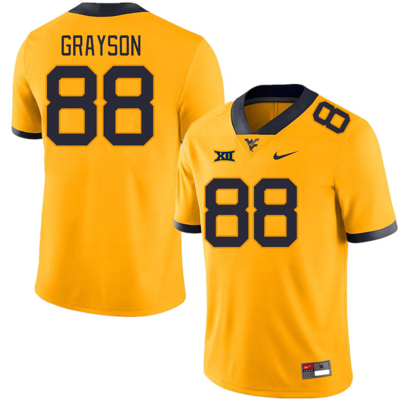Men #88 Donovan Grayson West Virginia Mountaineers College Football Jerseys Stitched Sale-Gold